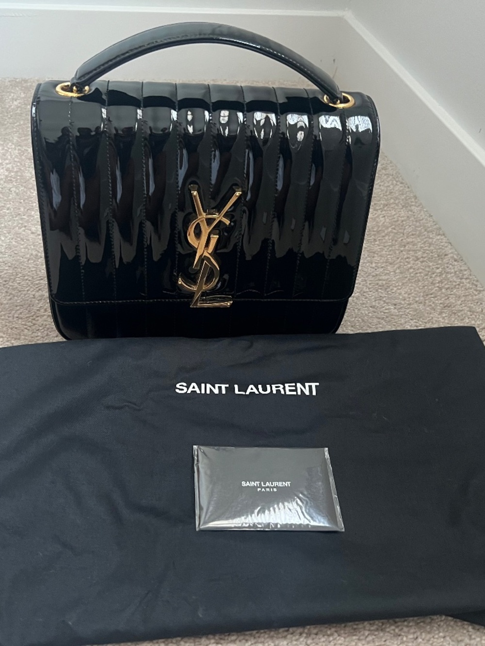 Saint Laurent Large Patent Vicky Crossbody